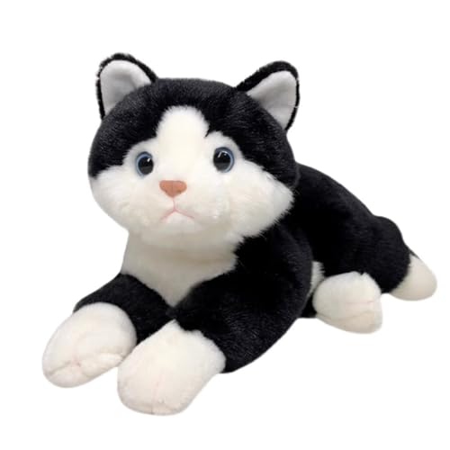 SRSDG Simulation Schwarze Katze Plüschtier, 10,2 Zoll Haustier Katze Stofftiere Liegehaltung Katze Tier Kissen Mädchen for Jungen Und Mädchen Geburtstag Valentinstag Weihnachten(Black) von SRSDG