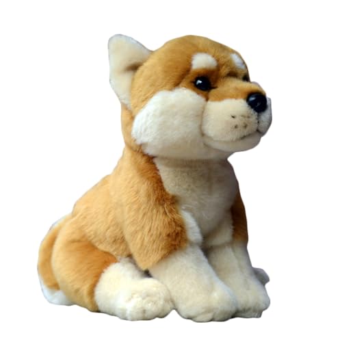 Simulation Plüschtier Akita Hund Plüschtier Süße braune Sitzhaltung 9,84 Zoll Shiba Inu Hund Plüschtier Stoffpuppe Geburtstagsgeschenk Desktop Ornament von SRSDG