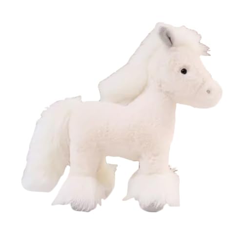 Süßes Plüschtier Pony Puppe Simulation Plüschtier Schweißblut Pferd Weißer Drache Pferd Puppe 9,84 Zoll Requisite Ornament Junge und Mädchen Geschenk Weihnachten(White,25cm) von SRSDG