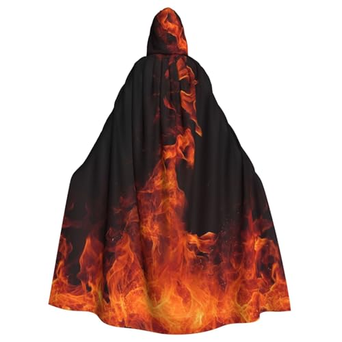 SRSXYMBD Dancing Fire bedruckter Halloween-Poncho mit Kapuze, für Erwachsene, Party-Dekoration, Poncho mit Kapuze von SRSXYMBD