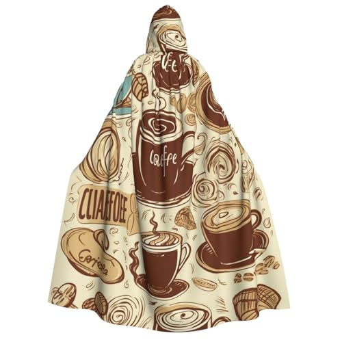 SRSXYMBD Delicious Coffee bedruckter Kapuzenumhang Halloween Erwachsene Kapuzenponcho Party Dekoration Poncho von SRSXYMBD