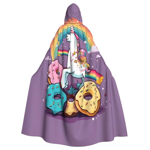 SRSXYMBD Einhörner Donut Regenbogen gedruckt Halloween Erwachsene Kapuzenponcho Party Dekoration Poncho Kapuzenponcho von SRSXYMBD