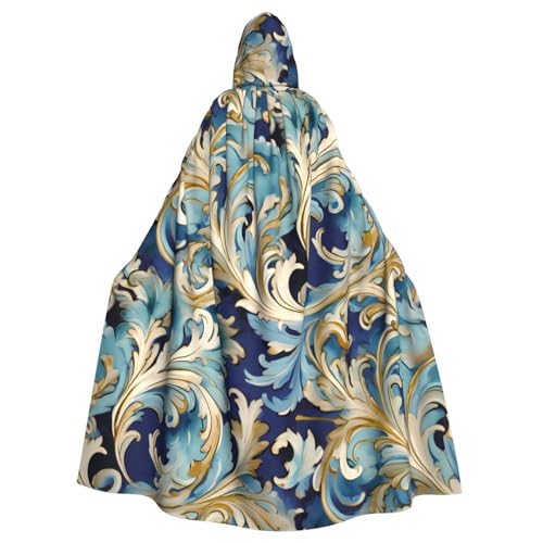 SRSXYMBD Eleganter Poncho mit Kapuze für Erwachsene, Blau / Gold, florentinischer Druck, Party-Dekoration, Poncho mit Kapuze von SRSXYMBD