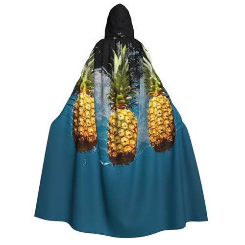 SRSXYMBD Frischer Ananas1 bedruckter Kapuzenumhang, Halloween, Erwachsenen-Poncho mit Kapuze, Party-Dekoration, Poncho von SRSXYMBD