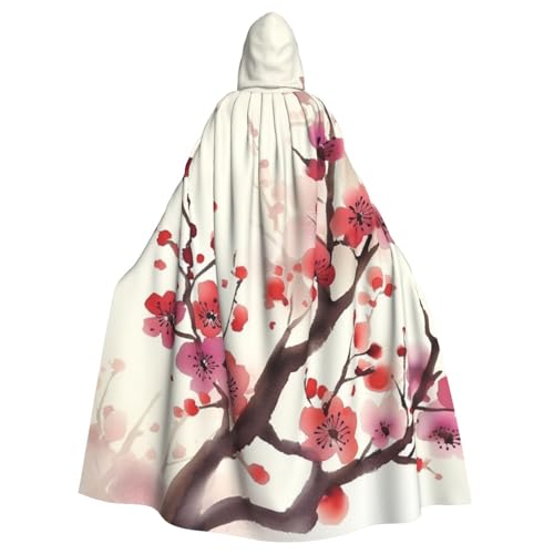 SRSXYMBD Japanischer Frühlingsponcho mit Blumenmuster, für Halloween, Erwachsene, Party-Dekoration, Poncho mit Kapuze von SRSXYMBD