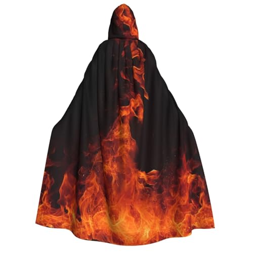 SRSXYMBD Kapuzenponcho mit Aufdruck "Dancing Fire", für Halloween, Erwachsene, Party-Dekoration, Poncho von SRSXYMBD