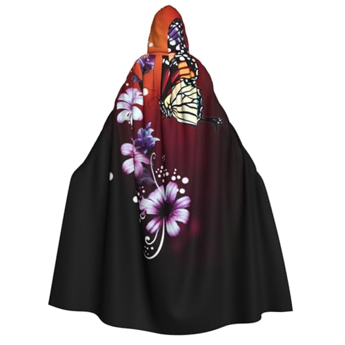 SRSXYMBD Kapuzenponcho mit Blumen- und Schmetterlingsmotiv, für Halloween, Erwachsene, Party-Dekoration, Poncho von SRSXYMBD