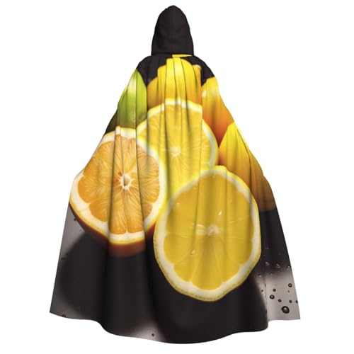 SRSXYMBD Kapuzenponcho mit Frucht-Zitronenmotiv, für Halloween, Erwachsene, Party-Dekoration, Poncho von SRSXYMBD