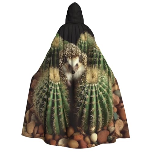 SRSXYMBD Kapuzenponcho mit Igel-Kaktusmotiv, für Halloween, Erwachsene, Party-Dekoration, Poncho von SRSXYMBD