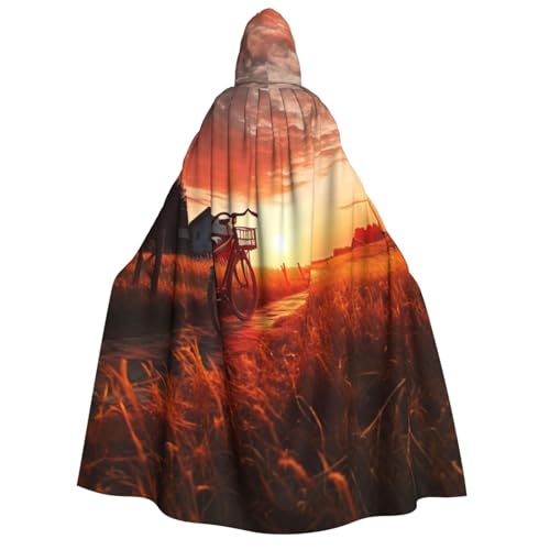 SRSXYMBD Kapuzenponcho mit Sonnenuntergang und ländlicher Ansicht, für Halloween, Erwachsene, Party-Dekoration, Poncho von SRSXYMBD