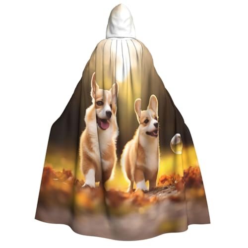 SRSXYMBD Kapuzenponcho mit niedlichem Corgi-Hunde-Motiv, für Halloween, Erwachsene, Party-Dekoration, Poncho von SRSXYMBD