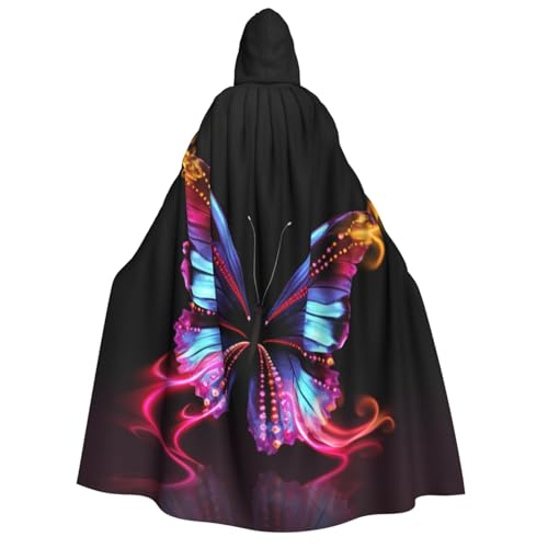 SRSXYMBD Kapuzenponcho mit tanzendem Schmetterling, bedruckt, Halloween, Erwachsene, Party-Dekoration, Poncho von SRSXYMBD