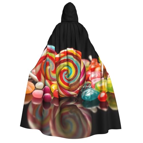 SRSXYMBD Lollipop Candies bedruckter Kapuzenumhang Halloween Erwachsene Kapuzenponcho Party Dekoration Poncho von SRSXYMBD