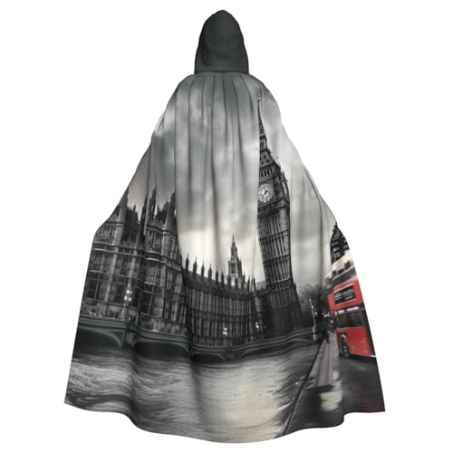 SRSXYMBD London1 bedruckter Halloween-Poncho für Erwachsene, mit Kapuze, Party-Dekoration, Poncho mit Kapuze von SRSXYMBD