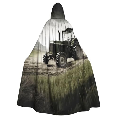 SRSXYMBD Poncho mit Kapuze für Erwachsene, Motiv: Traktor, Landwirtschaft, ruhig, bedruckt, für Halloween, Party, Dekoration, Poncho mit Kapuze von SRSXYMBD