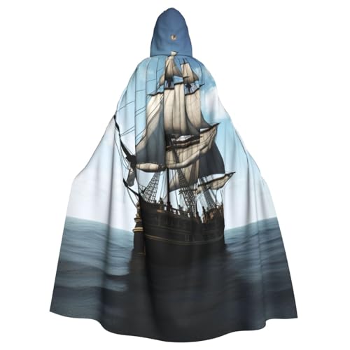 SRSXYMBD Poncho mit Kapuze für Erwachsene, Motiv: altes Segelschiff, bedruckt, Party-Dekoration, Poncho mit Kapuze von SRSXYMBD