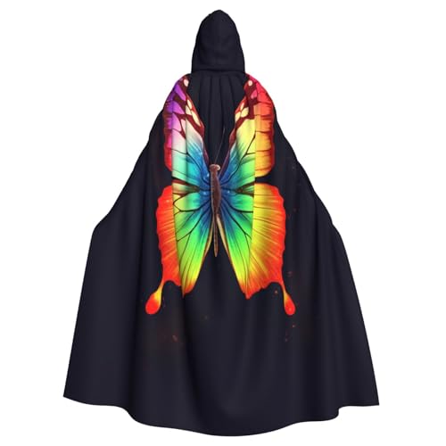 SRSXYMBD Poncho mit Kapuze für Erwachsene, Regenbogen-Schmetterling, bedruckt, Party-Dekoration, Poncho mit Kapuze von SRSXYMBD