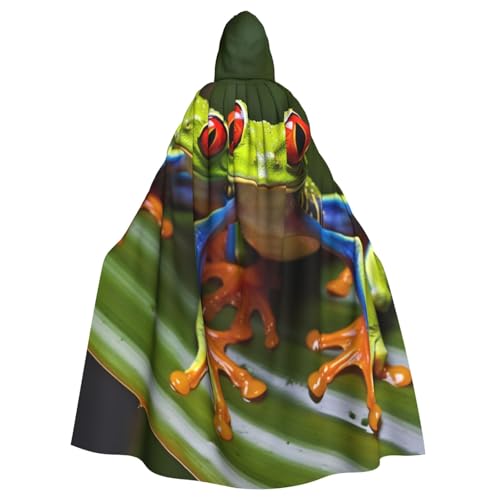 SRSXYMBD Poncho mit roten Augen, Motiv: Baumfrosch, bedruckt, Halloween, Erwachsene, Party-Dekoration, Poncho mit Kapuze von SRSXYMBD