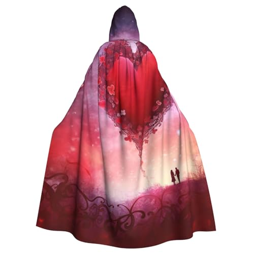 SRSXYMBD Romantischer Poncho mit Herz-Aufdruck, Halloween, Erwachsene, mit Kapuze, Party-Dekoration, Poncho mit Kapuze von SRSXYMBD