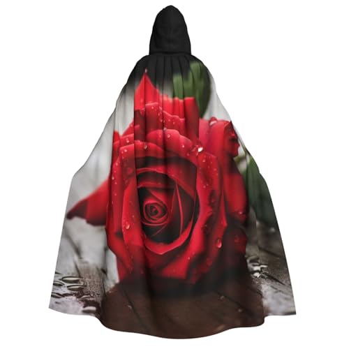 SRSXYMBD Rosen-bedruckter Kapuzenumhang Halloween Erwachsene Kapuzenponcho Party Dekoration Poncho von SRSXYMBD