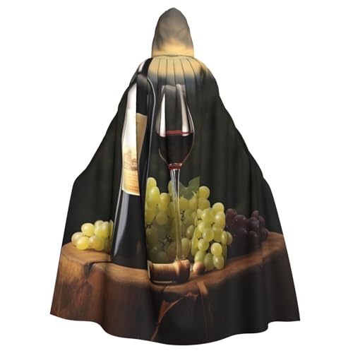 SRSXYMBD Rotwein-bedruckter Halloween-Poncho mit Kapuze, für Erwachsene, Party-Dekoration, Poncho mit Kapuze von SRSXYMBD