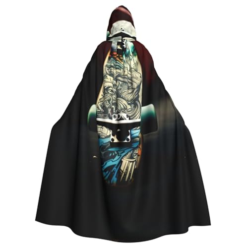 SRSXYMBD Skate Boards bedruckter Halloween-Poncho mit Kapuze, für Erwachsene, Party-Dekoration, Poncho mit Kapuze von SRSXYMBD