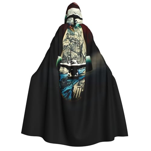 SRSXYMBD Skate Boards bedruckter Kapuzenumhang Halloween Erwachsene Kapuzenponcho Party Dekoration Poncho von SRSXYMBD