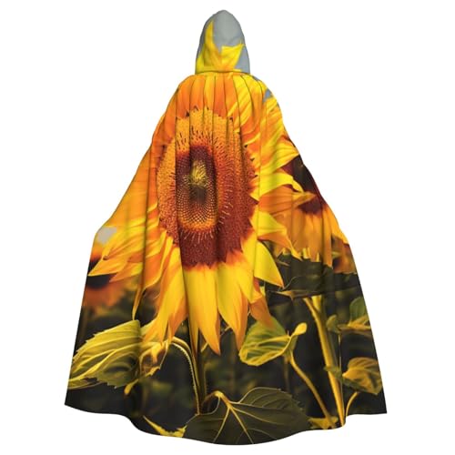 SRSXYMBD Sonnenblumen-bedruckter Halloween-Poncho mit Kapuze, für Erwachsene, Party-Dekoration, Poncho mit Kapuze von SRSXYMBD