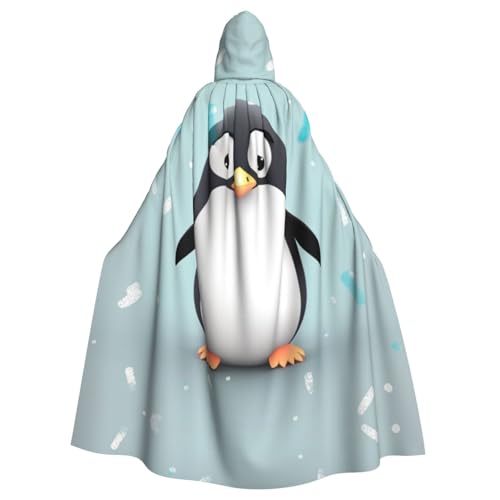 SRSXYMBD Süßer Pinguin-bedruckter Halloween-Poncho mit Kapuze, für Erwachsene, Party-Dekoration, Poncho mit Kapuze von SRSXYMBD