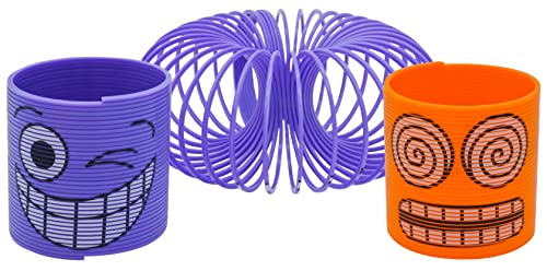 SRV Hub® Magic Spring Slinky für Kinder (2 Stück) - Kunststoff Slinky Spielzeug Lustiges Gesicht Verschiedene Designs Frühling Party Bag Filler für Kinder Alter 3+ Jahre (Lila & Orange) von SRV Hub