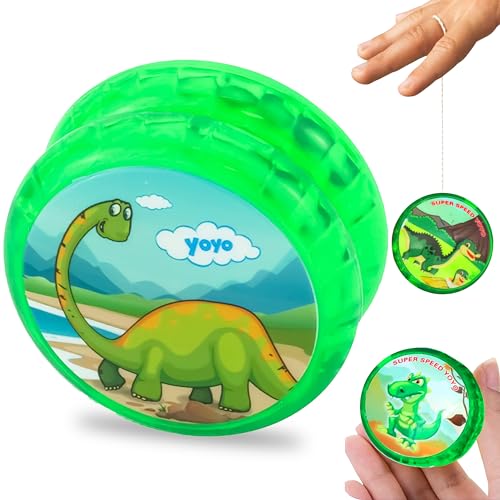 SRV Hub Leuchtendes Yo-Yo, grünes Dinosaurier-Design, automatische Rückkehr, Yo-Yo für Kinder, Anfänger, Spieler, Hochgeschwindigkeits-Kunststofflager, unterhaltsam, professionelles Loop-Yo-Yo, String von SRV Hub