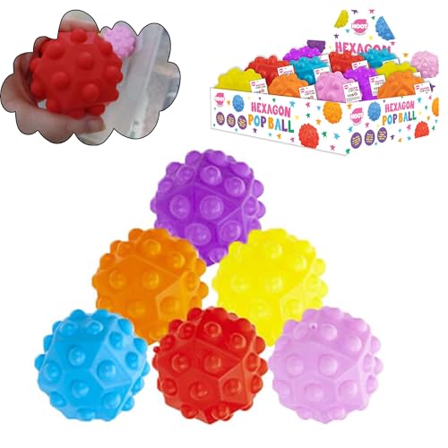 Sensory Pop Fidget Ball Toys - 6 Stück Stressabbau Bälle für Kinder & Erwachsene, Autismus & Angsthilfe, leuchtende Farben, Push Pop Bubble Design von SRV Hub