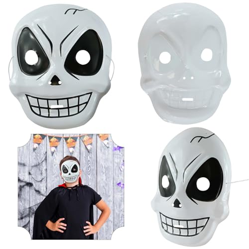 Skelett-Halloween-Gesichtsbedeckung für Kinder, gruseliges Knochen-Design, sicher, bequem – perfektes Kostümzubehör für Kinder auf Halloween-Partys, Süßigkeiten- oder Süßigkeiten- und von SRV Hub