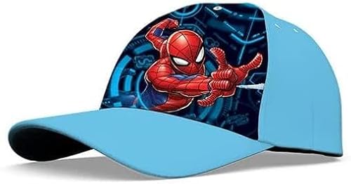 Spiderman Kinder-Baseballkappe, hellblauer Sonnenschutzhut für Kinder, verstellbarer, vorgebogener Polyesterhut für Outdoor-Sport, Sommer, 3–7 Jahre von SRV Hub