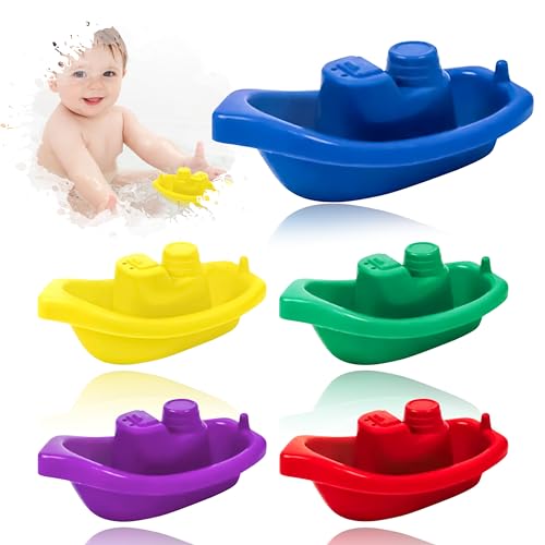 5 x Kinder-Badeschiffe, 9,7 cm, buntes Baby-Badespielzeug, schwimmende Badeboote, Spielzeug, Kinder- und Baby-Badezeit, stapelbare Boote, Piratenschiff-Spielzeug, lustige Aktivität, weiches von SRVertex