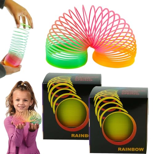 SRV Hub® 2X Regenbogenfeder 6,5 cm Kunststoff-Spiralfeder-Spielzeug Helle Farben und Formen Goody Bag Filler Unisex-Spaßspielzeug Osterkorb-Zubehör Sensorisches Spielzeug von SRVertex