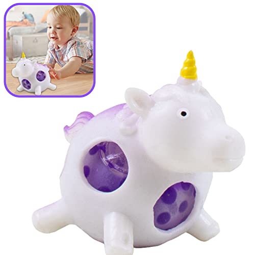 SRV Hub® Kinder Squish Einhorn Squeeze Ball Kristall Perlen Spaß Stress Relief Spielzeug mit Strumpffüller Spielzeug für Tierliebhaber Kinder ab 3 Jahren (Einhorn Squeeze Toy White) von SRVertex