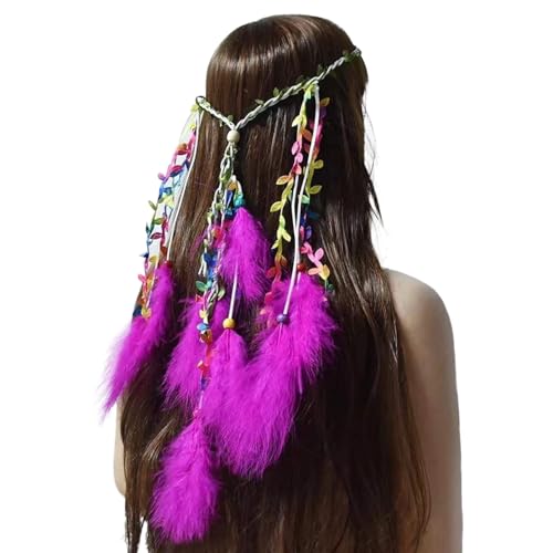 SRZYMJ Boho Haarschmuck Indianer Schmuck für Damen, Quaste Geflochten Feder Stirnband für Karneval; Quaste Zubehör Hippie Dekoration Cosplay Verkleiden Federschmuck Böhmische Indisch Haarbänder von SRZYMJ