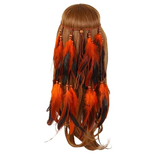 SRZYMJ Boho Haarschmuck Indianer Schmuck für Damen, Quaste Geflochten Feder Stirnband für Karneval; Quaste Zubehör Hippie Dekoration Cosplay Verkleiden Federschmuck Böhmische Indisch Haarbänder von SRZYMJ