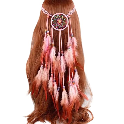 SRZYMJ Boho Haarschmuck Indianer Schmuck für Damen, Quaste Geflochten Feder Stirnband für Karneval; Quaste Zubehör Hippie Dekoration Cosplay Verkleiden Federschmuck Böhmische Indisch Haarbänder von SRZYMJ