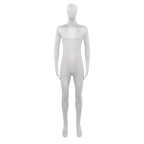 SRZYMJ Halloween Kostüm Herren Alien Kostüme Für Erwachsene Zentai Cosplay Ganzkörperanzug Jumpsuit Bodysuit Karneval Männer Body Ganzkörper 2025 Costume Anzug Weiß 160 von SRZYMJ