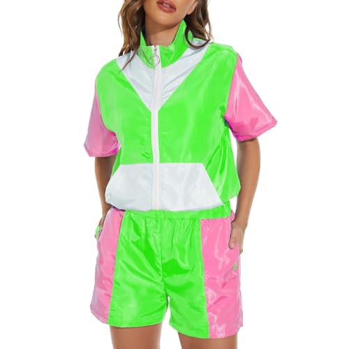 SRZYMJ Karneval Kostüm Herren Karneval Kostüm Damen Party Fashion - Kostüm Trainingsanzug, rosa, 80er Jahre Outfit, Jogginganzug, Bad Taste Outfit, Faschingskostüme Karneval Kostüme Herren Grün M von SRZYMJ