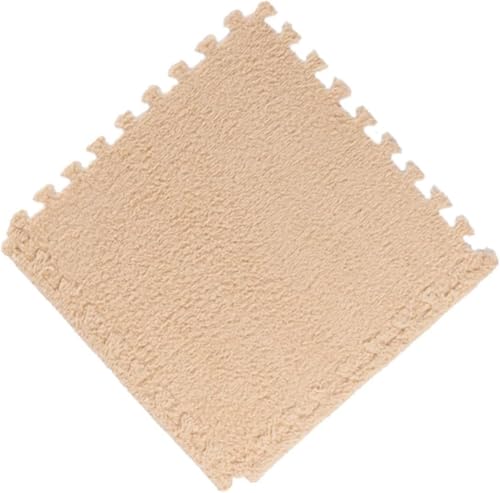 Ineinandergreifender Teppich 10 Stück 30,5 x 30,5 cm große, ineinandergreifende Plüsch-Teppichfliesen, Schaumstoff-Puzzle-Matte, weiche Spielmatte, Teppich for Schlafzimmer/Wohnzimmer Dekoration(Apric von SSDDLZEQ