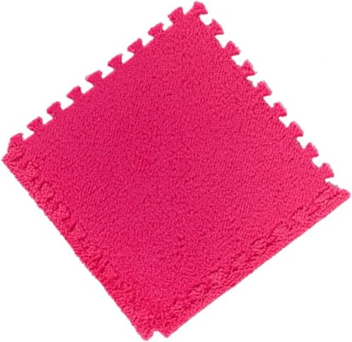 Ineinandergreifender Teppich 10 Stück 30,5 x 30,5 cm große, ineinandergreifende Plüsch-Teppichfliesen, Schaumstoff-Puzzle-Matte, weiche Spielmatte, Teppich for Schlafzimmer/Wohnzimmer Dekoration(Rose von SSDDLZEQ