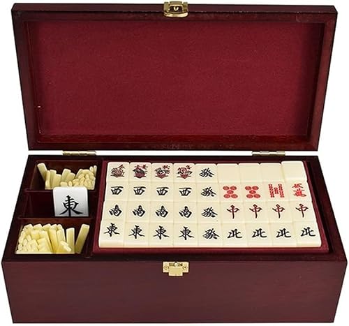 SSDDLZEQ Japanisches Mahjong-Set Mahjong-Spielset 144 Mahjong-Karten, 3 Würfel und ein Windanzeiger von SSDDLZEQ