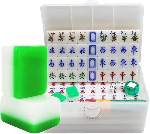 SSDDLZEQ Lustiges Mahjong-Set, chinesisches Mahjong-Spielset, 146 Yuan, leicht lesbares Mahjong aus Acryl mit 2 Würfeln und Aufbewahrungsbox(38mm) von SSDDLZEQ