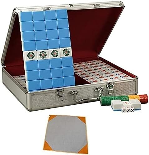 SSDDLZEQ Mahjong Boutique Mahjong Set Exquisite Aluminium Geschenkbox Produktion Majong Set Mah Jong Mah Jongg Sets Majiang(Blu) von SSDDLZEQ