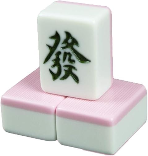 SSDDLZEQ Mahjong-Set, Mahjong-Kartenset, chinesisches rosa Mahjong, tragbar, 144 Keramikfliesen, klassisches Mahjong-Spielset(40 EU) von SSDDLZEQ