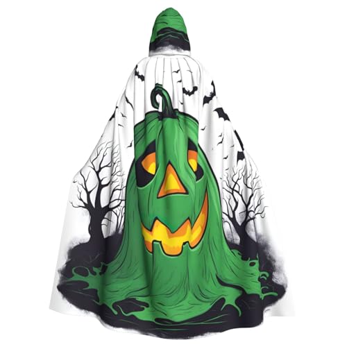 SSGVLPTO Green Ghost Horror Halloween Kürbis Print Umhang Rollenspiel Kostüme Erwachsene Kapuzenumhang Halloween Weihnachten Kostüme von SSGVLPTO