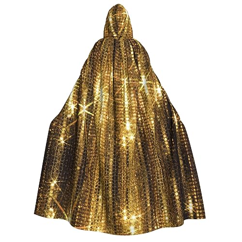 Goldener Pailletten-Umhang für Damen, auffälliger Cosplay-Kostüm, Umhang für Damen, Unisex, Vampirumhang für Halloween, goldene Pailletten, glitzernd, Einheitsgröße von SSIMOO